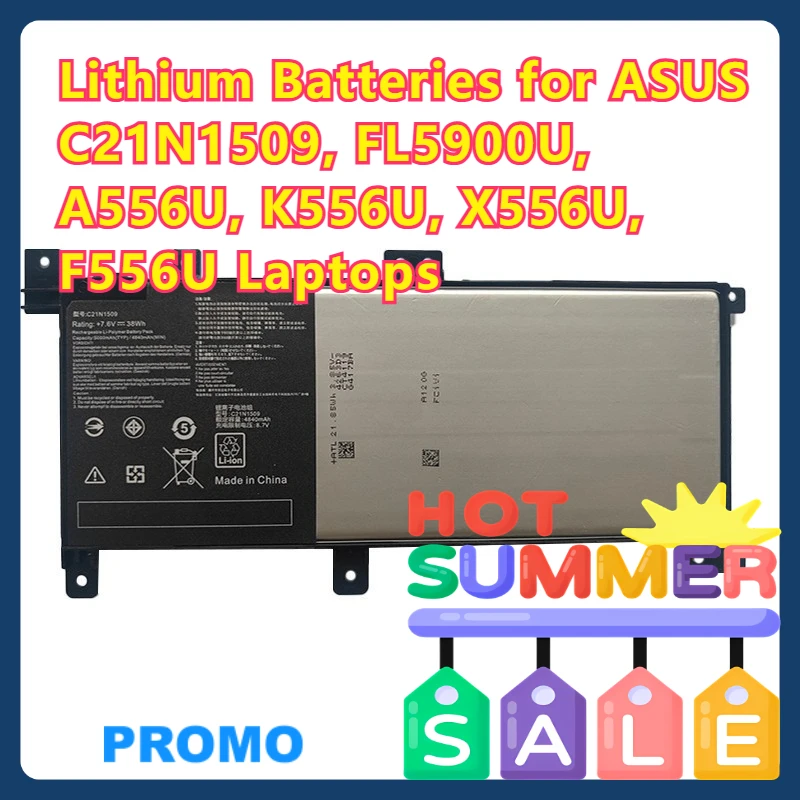 

Lithium Batteries for ASUS C21N1509, FL5900U, A556U, K556U, X556U, F556U Laptops