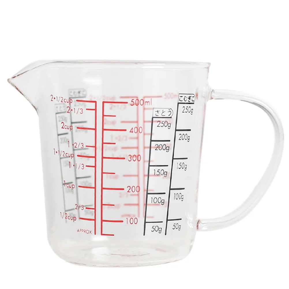 

1Pcs 500ml Transparent Glass Measuring Cup Milk Cup Double Scale Mark Leak-Proof Spout Kitchen Baking Tool Non-Slip