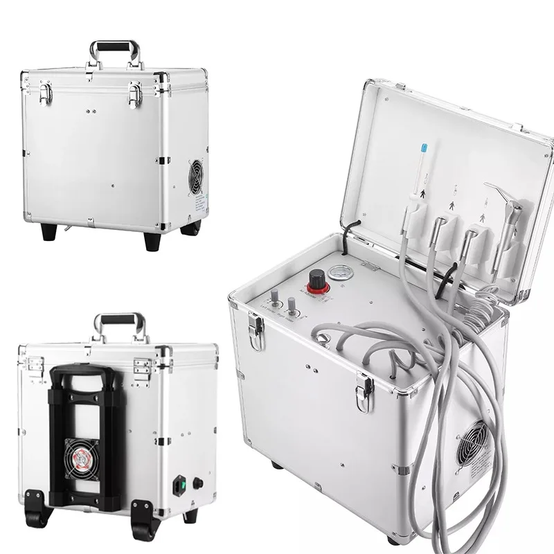Portable Dental Turbine Unit Fully Automatic Dental Unit with Air Compressor 3 Way Syringe 2/4 Holes Dentistry Lab Equipment