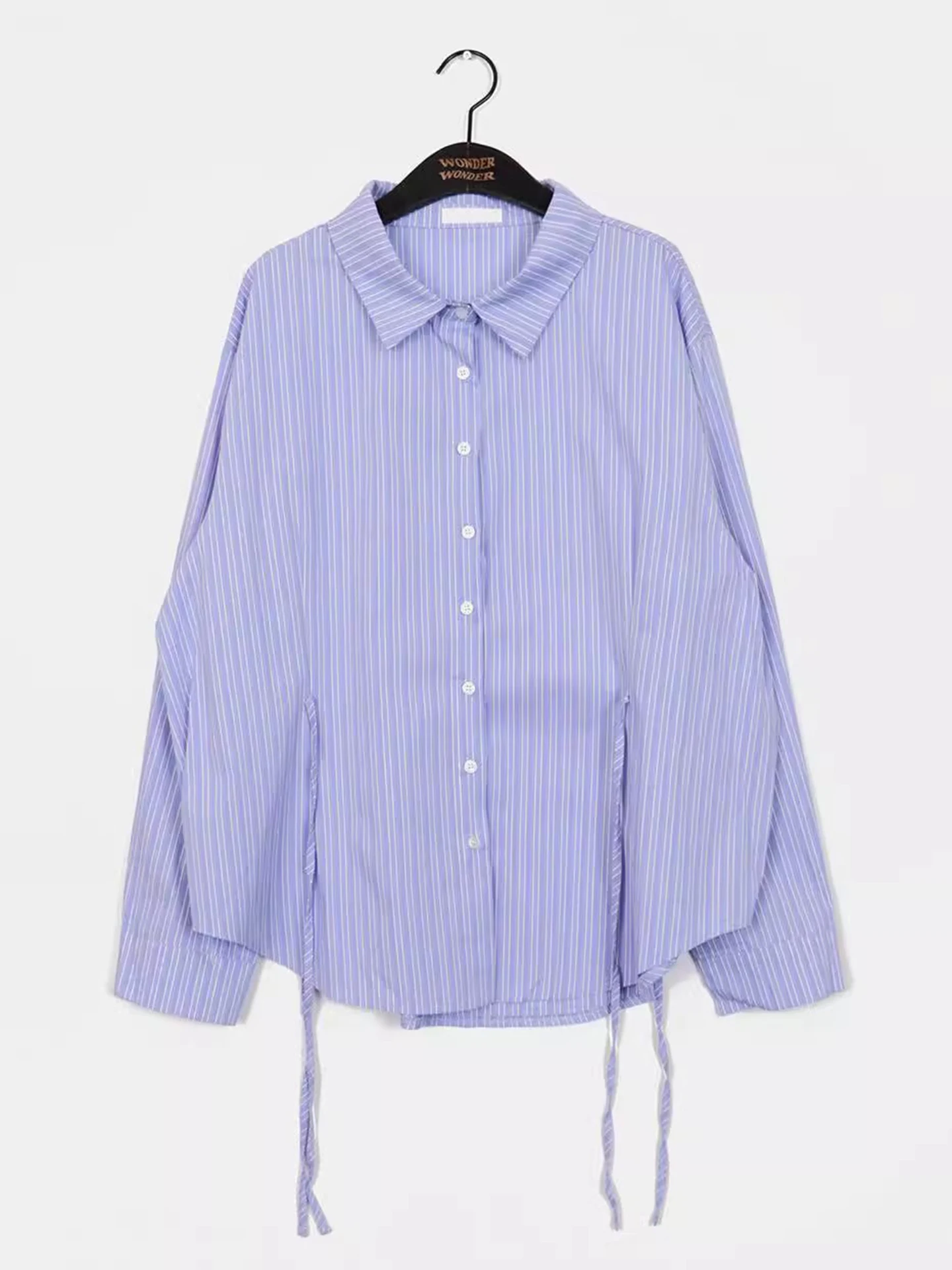 Csa a Rayas de Corte Ajustado para Mujer, Estilo Casual, Lazada Lateral, Cintura Ajustada, Manga Larga, Top Moderno, Noved...