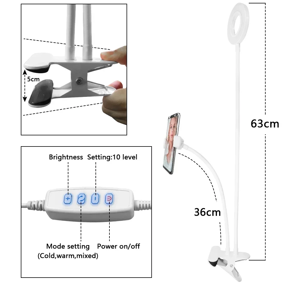 Travor светодиодная кольцевая лампа для селфи с держателем для мобильного телефона для прямого эфира, лампа для макияжа для IPhone Android