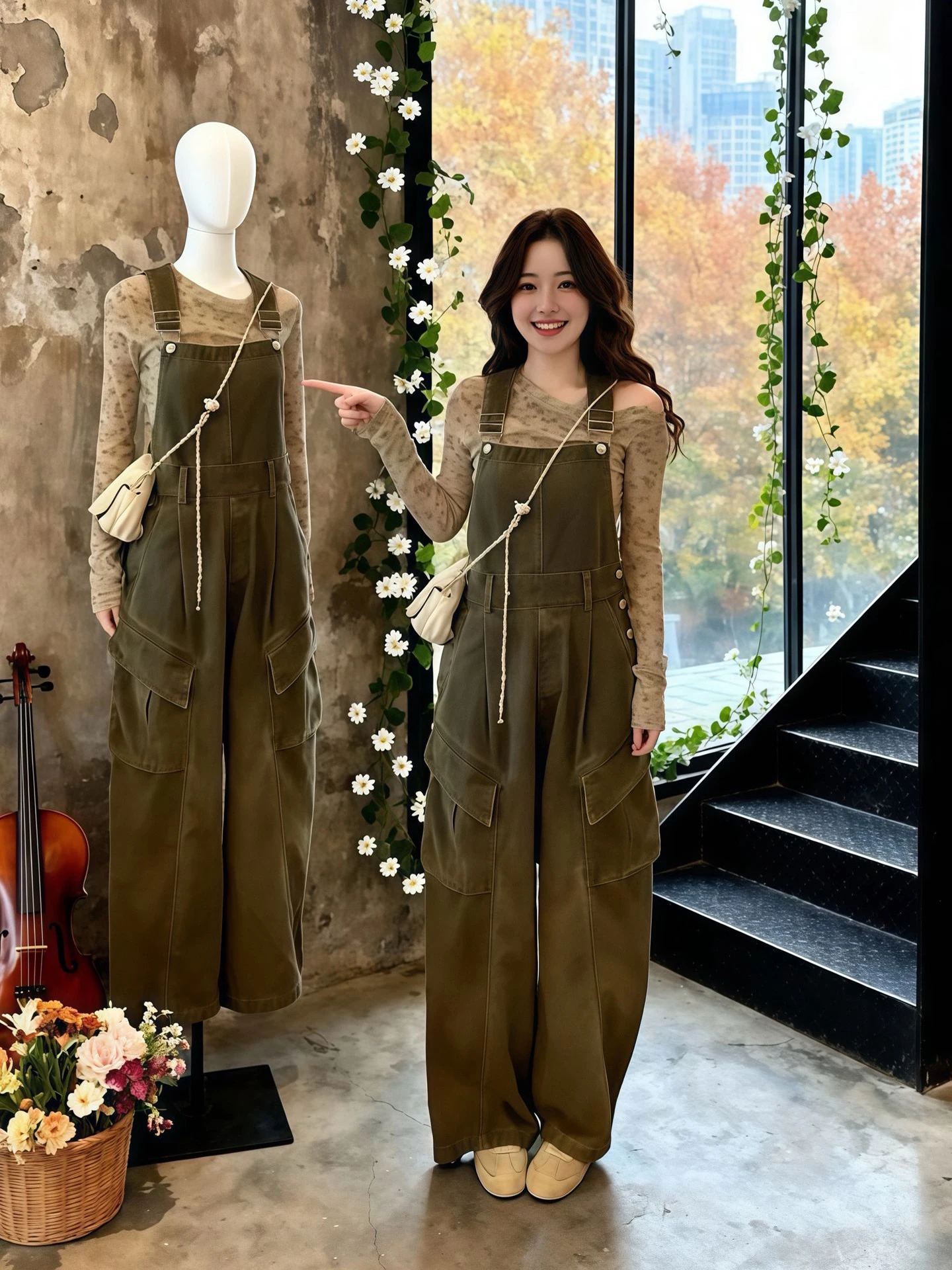 

Весенний модный комплект: джинсовый комбинезон больших размеров с длинными рукавами, топ и брюки с высокой талией в винтажном стиле для взрослых женщин