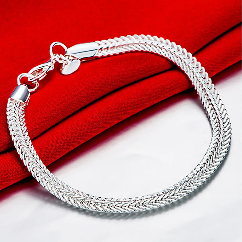 Hot Sale 925 Sterling Silver Bracelet Cute Chain Women Lady Men Noble Fashion Charm Jewelry Wedding Party 20cm