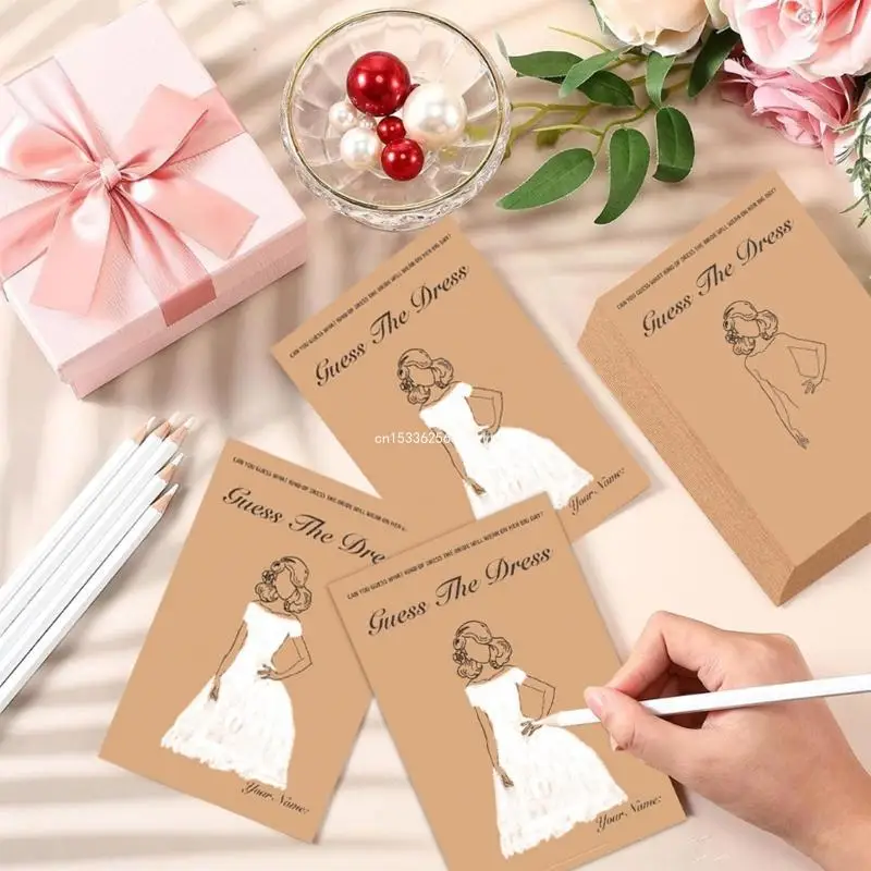 1 Set Wedding Shower Games Cards and Pencils Set for Guests Bridal Shower Games Wedding Supplies Dropship