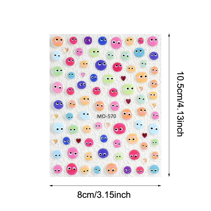 Autocollants pour ongles 3D petit monstre mignon, curseur de dessin animé Kawaii pour ongles, décalcomanies auto-adhésives, décoration de manucure de Style japonais