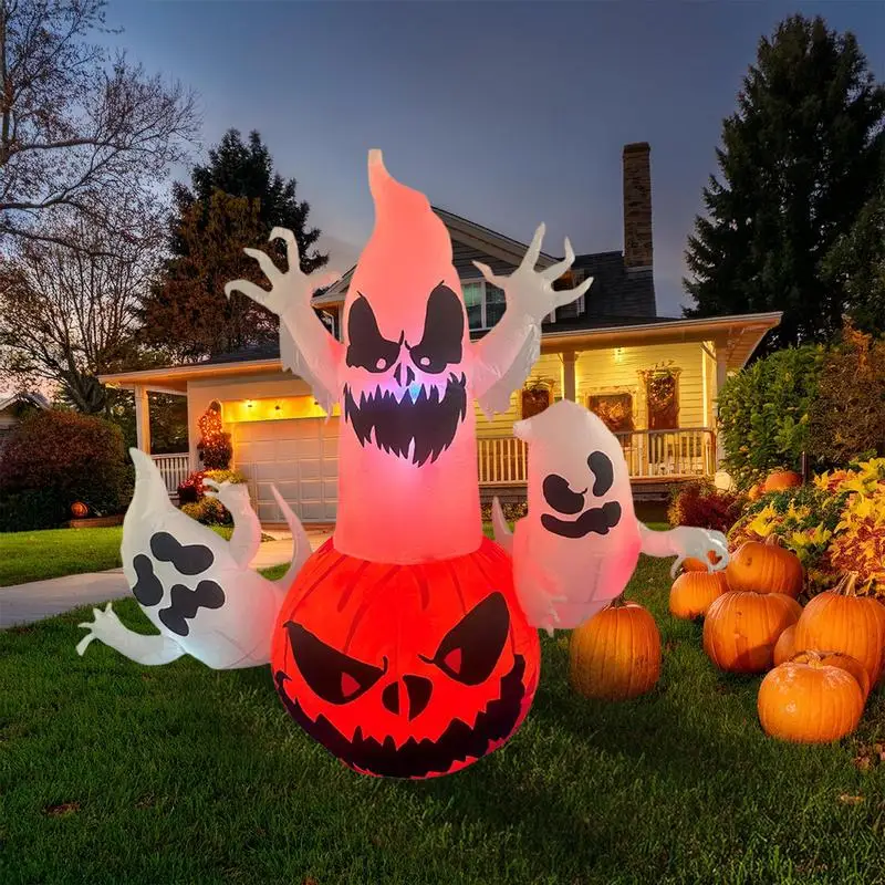 Halloween Decorations Inflatable Pumpkin Halloween Blow Up Pumpkin Film Balloon Yard Decorations Clearance With Build-In Leds