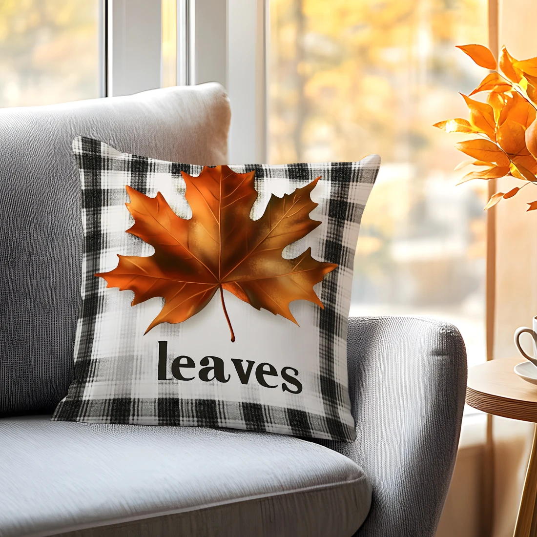 

Thanksgiving Polka dot pumpkin maple Cushions Pillowcase Cushion Cover Throw Pillow Sofa Decoration Pillowcover Home Decor