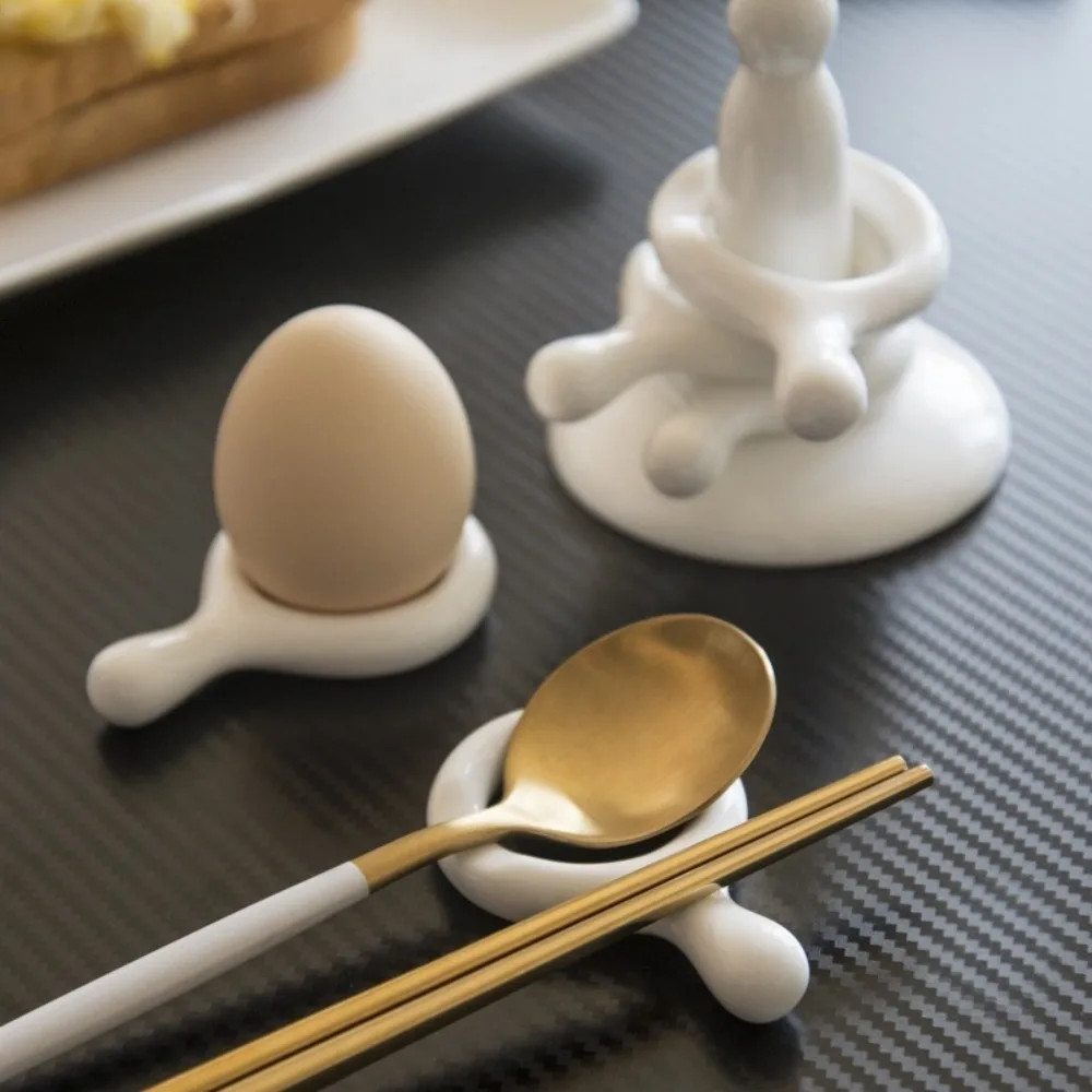 

6pcs Set Ceramic Chopstick Holders Kitchenware with Spoon Rest Chopstick Egg Stand for Dining Table Decoration Home Ornament