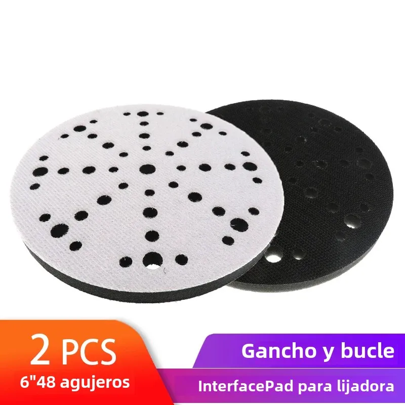 Almohadilla de interfaz suave de 6 pulgadas, 150mm, 48 agujeros, esponja amortiguadora para almohadillas de lijado, herramientas abrasivas para automóviles y motocicletas y madera, 2 uds.