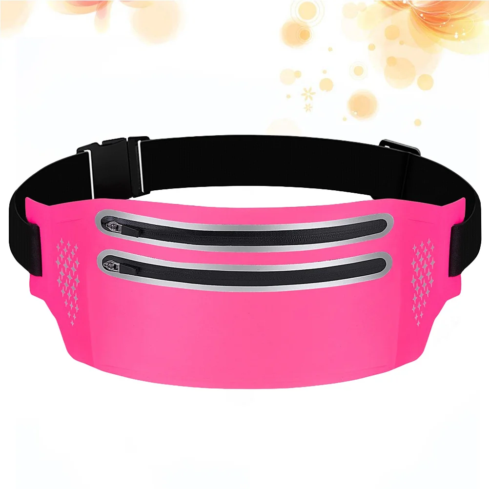 

Women Waist Pack with Double Zippers Pocket Waterproof Phone Storage Bag Comfortable Fit for Outdoor Activities Rosy