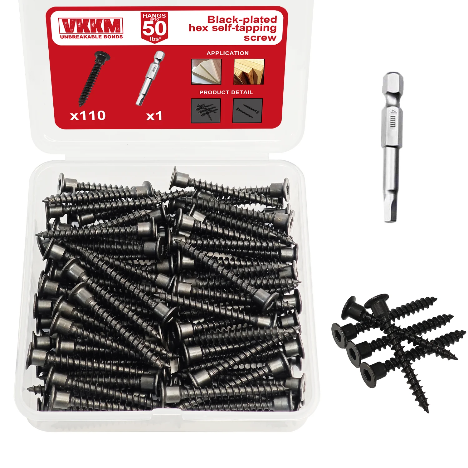 

VKKM 110-компонентные черные цинковые винты с шестигранной головкой, одноразовая формовка без заусенцев, сверхстойкая саморезная резьба.