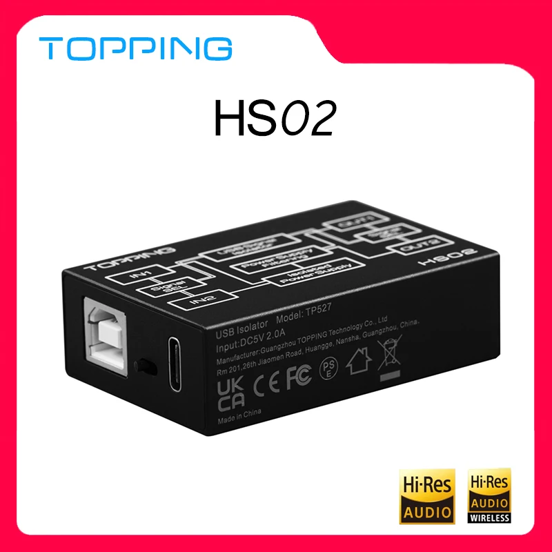 TOPPING-محول صوت عالي الدقة ، دقة عالية ، سرعة ، نقل عالي الدقة ، زمن استجابة منخفض ، جودة ، USB ، HS02