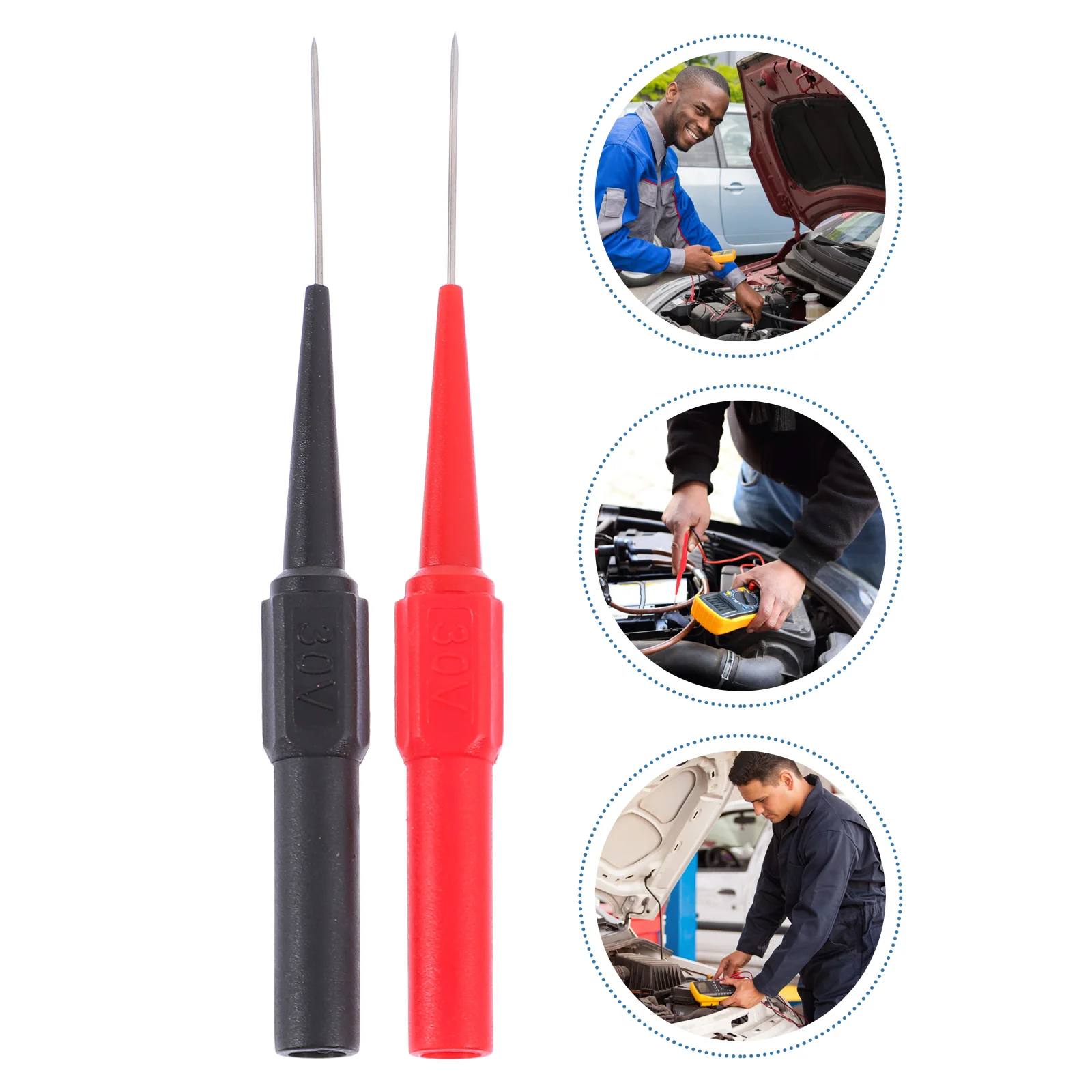 

6 Pcs Test Probe Tips Cable Tester Multimeter Piercing Needle Flip Kit Lead Car Socket