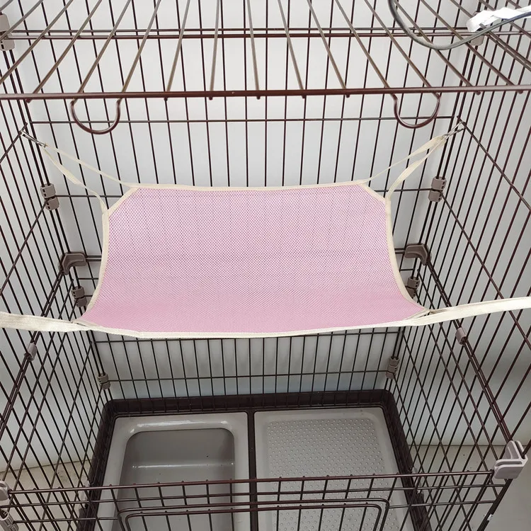New summer pet cat hammock mesh sandwich hammock iron cage cat swing pet supplies view 6