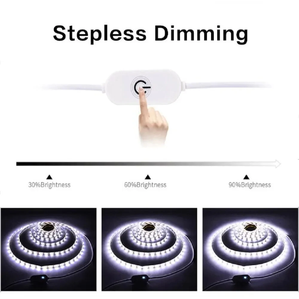 Adjustable touch-sensitive cool white and warm LED strip light 2835 indoor lighting bare panel flexible light mirror lighting