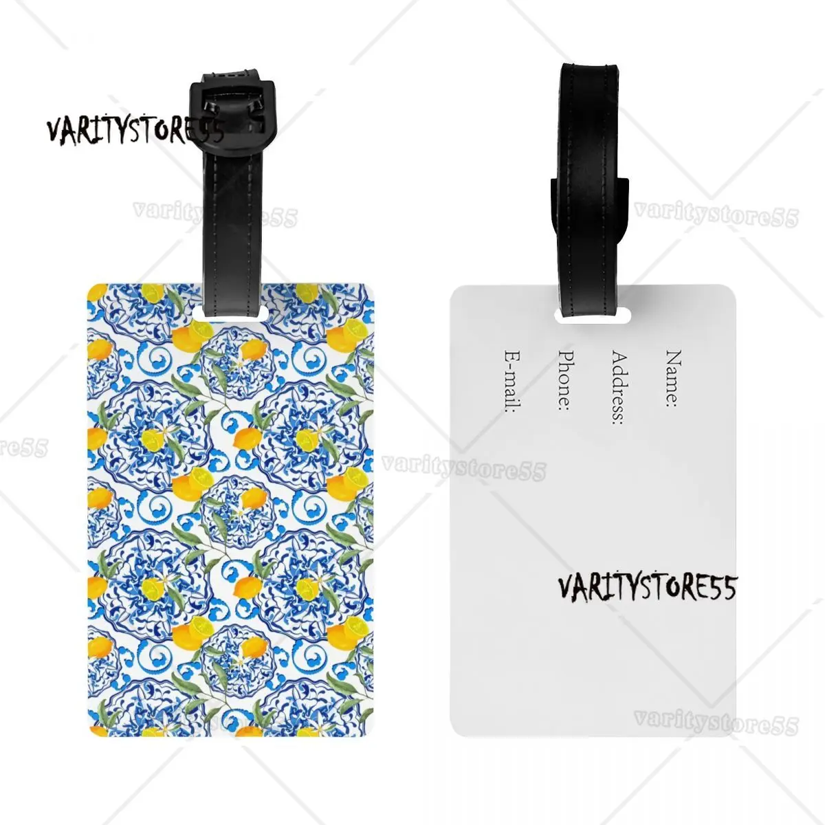 Custom citrus,mosaic Background ,Mediterranean Style,lemon Fruit Pattern Luggage Tag Travel Bag Suitcase Privacy Cover ID Label