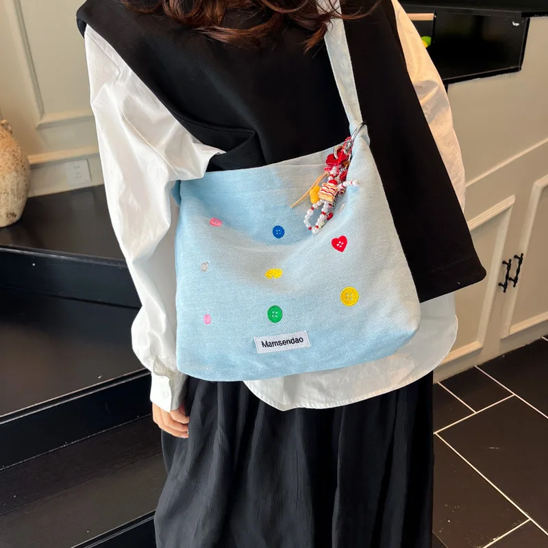 

2025 Korean Embroidered Tote Bag for Women Minimalist Shoulder Crossbody Purse Fashionable Handbag