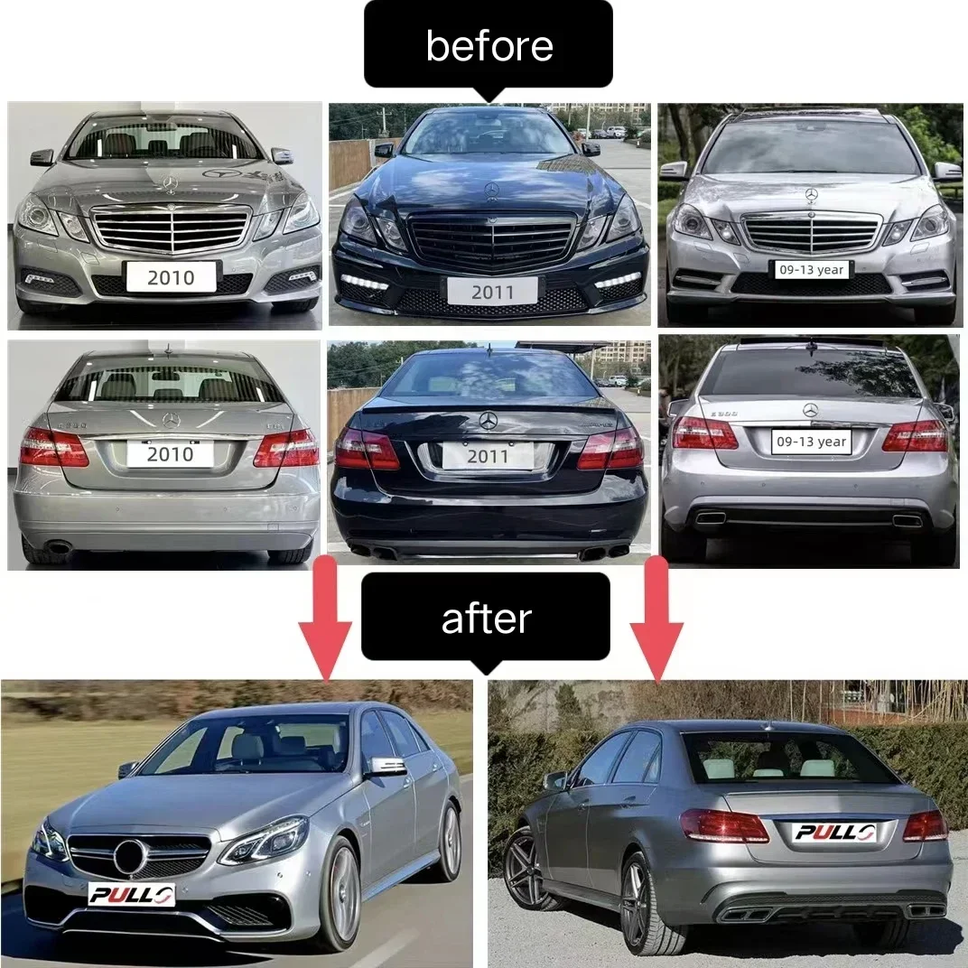 Kit de carrocería para Mercedes benz Clase E W212 09-15 modificado al estilo E63 AMG incluye conjunto de parachoques delantero y trasero con rejilla