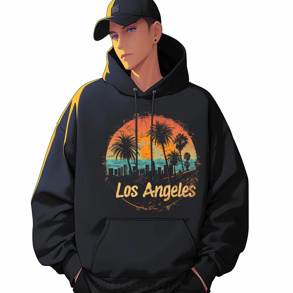 

La Los Angeles California Ca Vintage 70s 80s Beach Palm Tree Printed Sweater Anime Pullover Hoodies Holidays