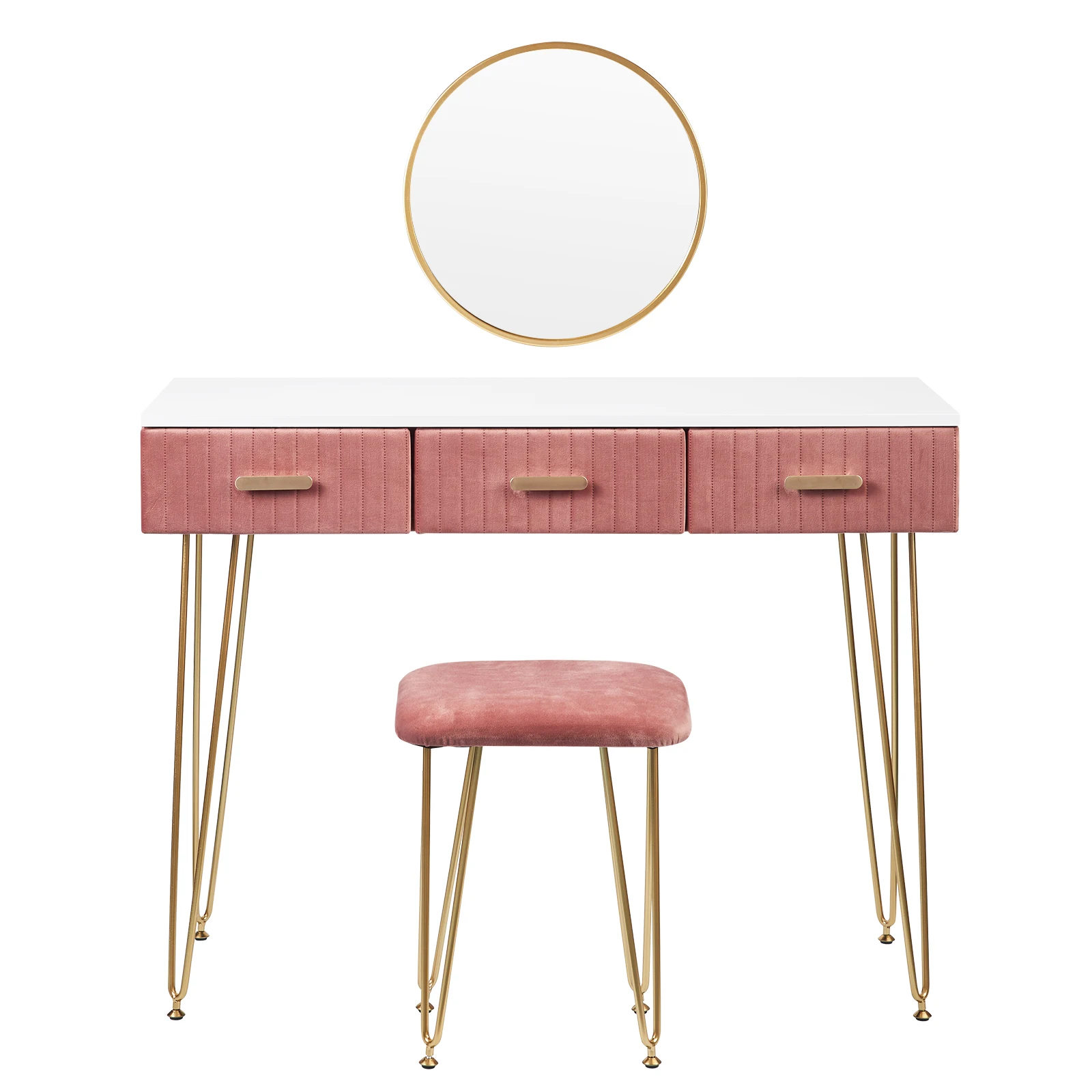 Modern Dresser Dressing Table with Stool Mirror Drawers Cosmetic Table for  Bedroom Pink/Grey Makeup Vanity Table Home Furniture - AliExpress 1503