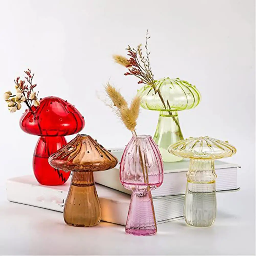 Eclectic Plant Vase Unique Mushroom Glass Planter for Home Decoration Plant Propagation Station Adorable Hydroponic for Women