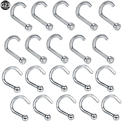 10Pcs/50Pcs G23 Titanium Crystal Nose Studs 2mm Ball Nose Screw Rings Nose Pircing Nariz Ring Body Piercing Jewelry 20G 18G