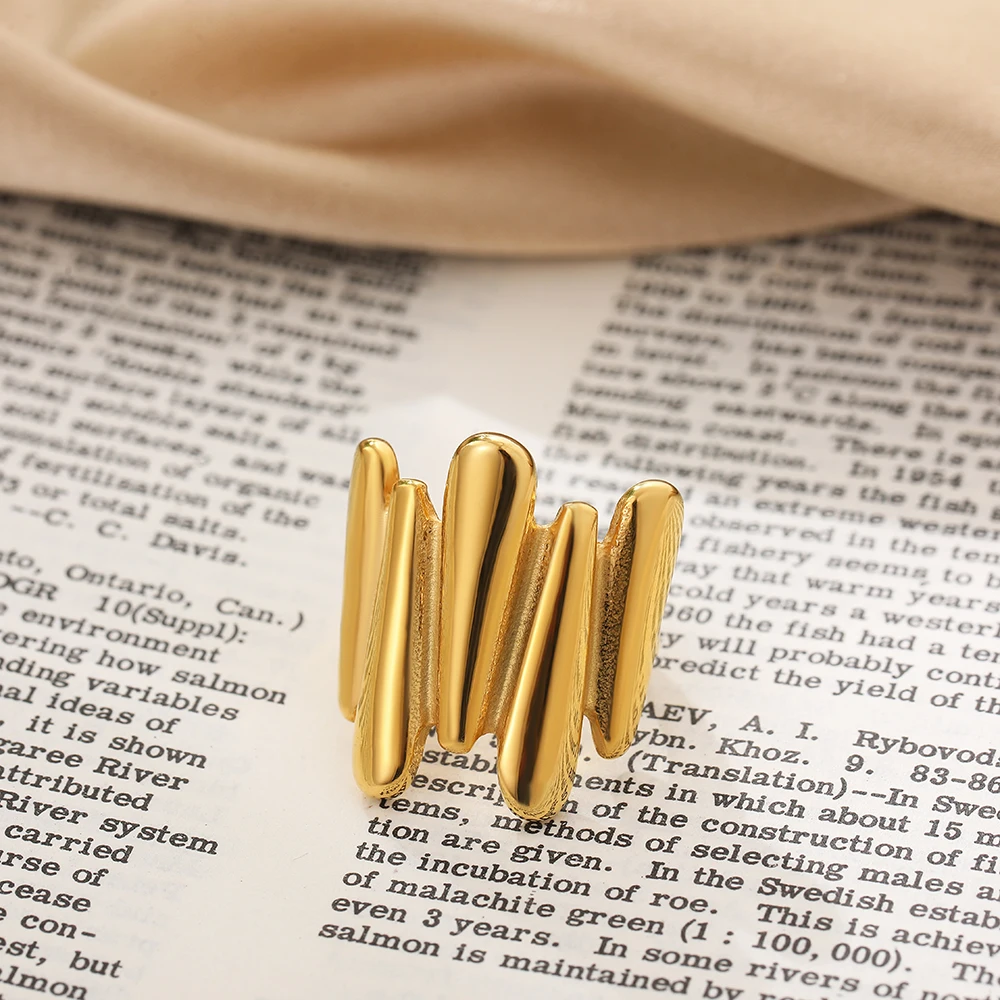Vintage Stainless Steel Rings for Women Punk Chunky Irregular Smooth Adjustable Open Ring Jewelry Weddings Gifts