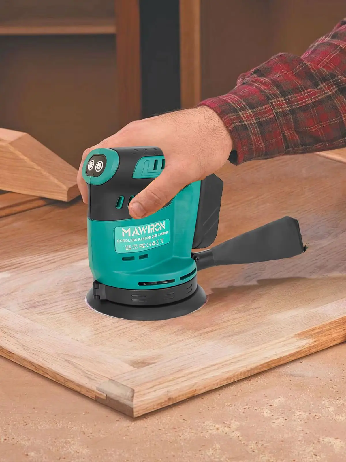 Kabelloser Exzenterschleifer, kompatibel mit Makita 18V, 18V Elektro-Exzenterschleifer, Handgeführter Schleifer für Holzbearbeitung, Möbelrestaurierung, DIY-Projekte & Heimwerken, 3 Geschwindigkeiten,