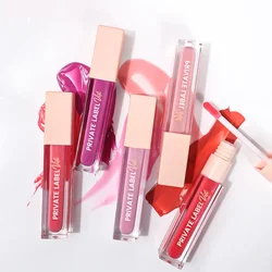 Private Label 24 Colors 6ML Lip Glaze Custom Bulk Moisturizing Pink Box Lid Colorful Lipgloss Makeup Transparent Square Tube