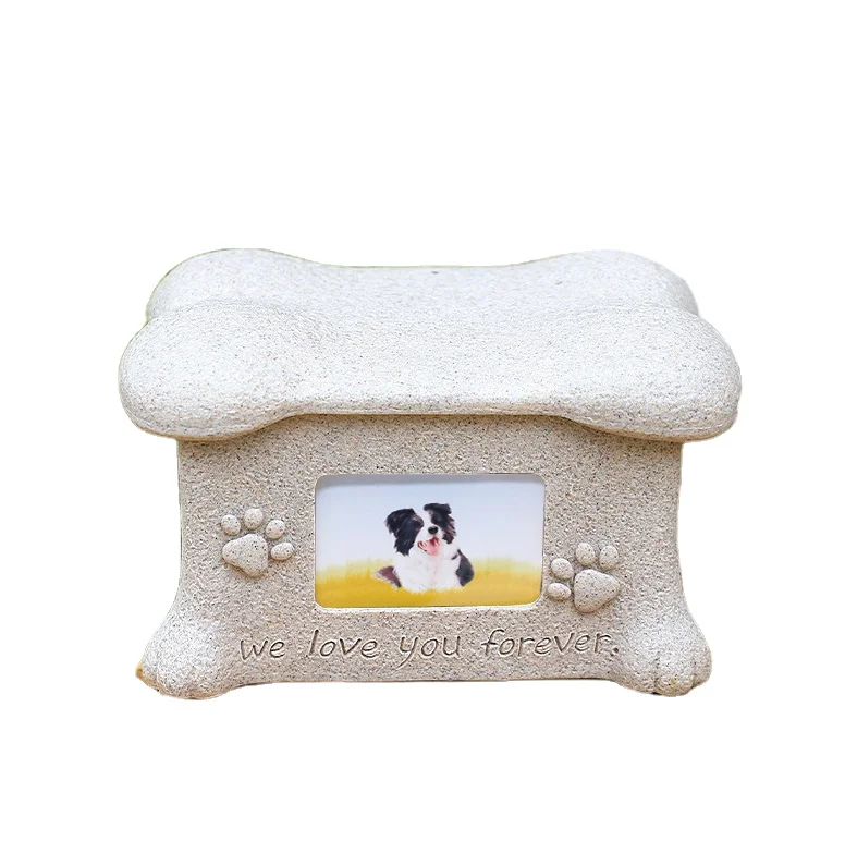 

Resin Creative Pet Dog Urn With Picture Frame Kitten Puppy Animal Memorial Funeral Supplies