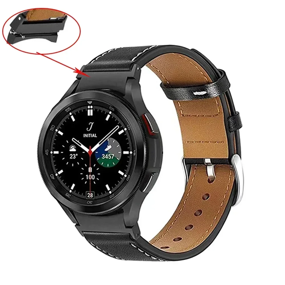 No Gaps PU Leather Band For Samsung Galaxy Watch 5/pro Classic 47 43mm Smartwatch Belt Bracelet Correa Watch 6/5/4 44 40mm Strap