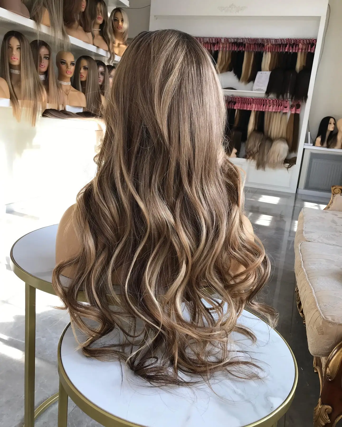 

Natural Synthetic Wig Ombre Blonde Brown Soft Body Wave wig Dark Roots High Quality Layered Body Wave Middle Part Wig Daily Use