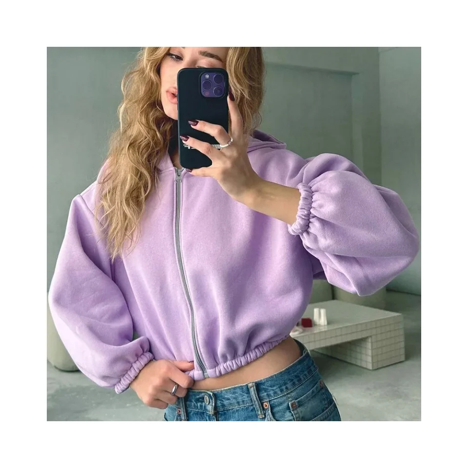 Women\'s Casual Hoodie Long Sleeve Short Zipper Cardigan Streetwear Designer Hoodies Woman Ropa Para Mujer Sweat A Capuche Femme