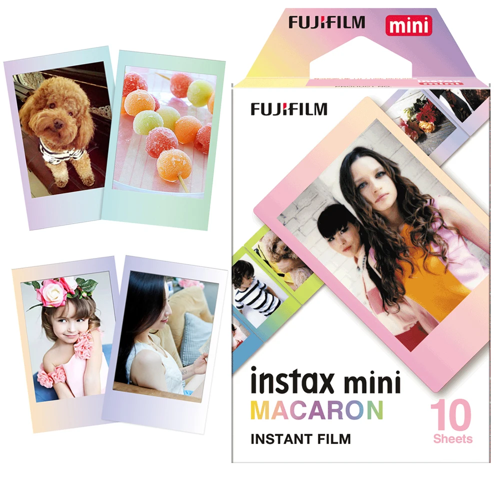 Fujifilm Instax Mini Film Paper Macaroon Frame 10-30 Shots Photos For Fuji Mini 12 11 7s 8 9 25 50s 70 90 EVO Instant Camera