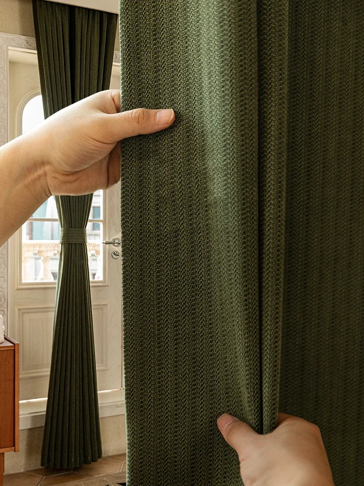 American Green Living Room Cortinas Chenille Blackout Bedroom Cortina Jacquard Window Curtain Balcony Curtains Home Decor Rideau