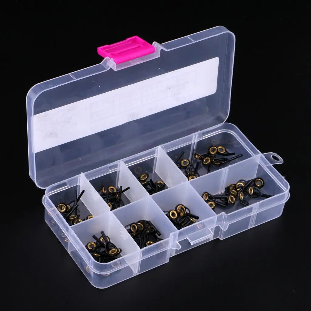 80pcs / Set Stainless Steel Fishing Rod Tips Eye Rings 0.9mm 1.6mm