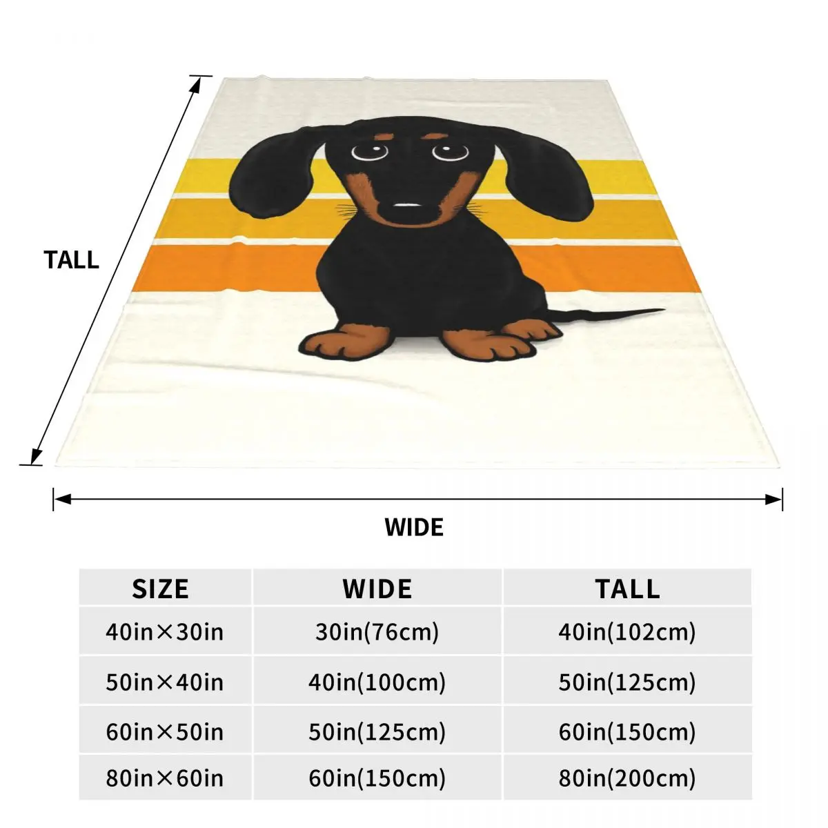 Cute Black And Tan Smooth Coated Dachshund Cartoon Dog Blanket Warm Flannel Throw Blanket Plush for Bed Living room Home Sofa