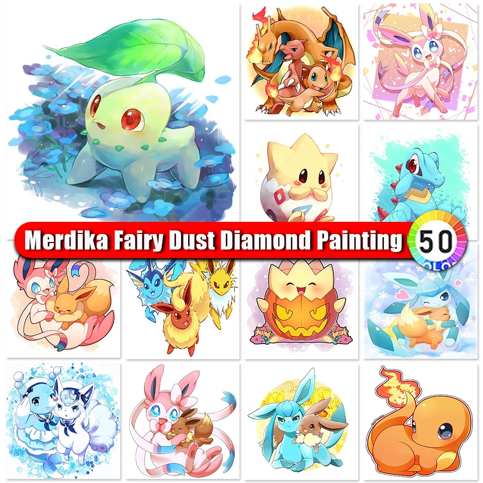 

Merdika Fairy Dust Diamond Painting Pikachu Collection 2024 Diamond Embroidery Mosaic Cartoon Anime Cross Stitch Art Home Decor