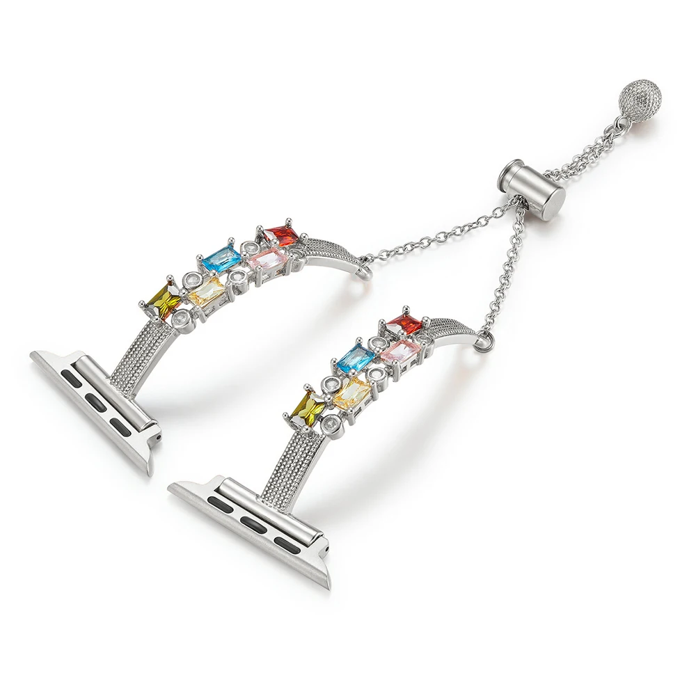 

Colored Square Rhinestones Watch Band for Apple Watch Series 11 10 42mm / 9 8 7 41mm / SE3 SE2 SE 6 5 4 40mm / 3 2 1 38mm Drawst
