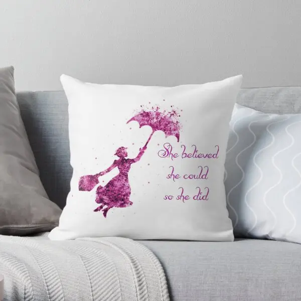 She Believed She Could So She Did  Printing Throw Pillow Cover Soft Case Throw Decorative Wedding Pillows not include One Side