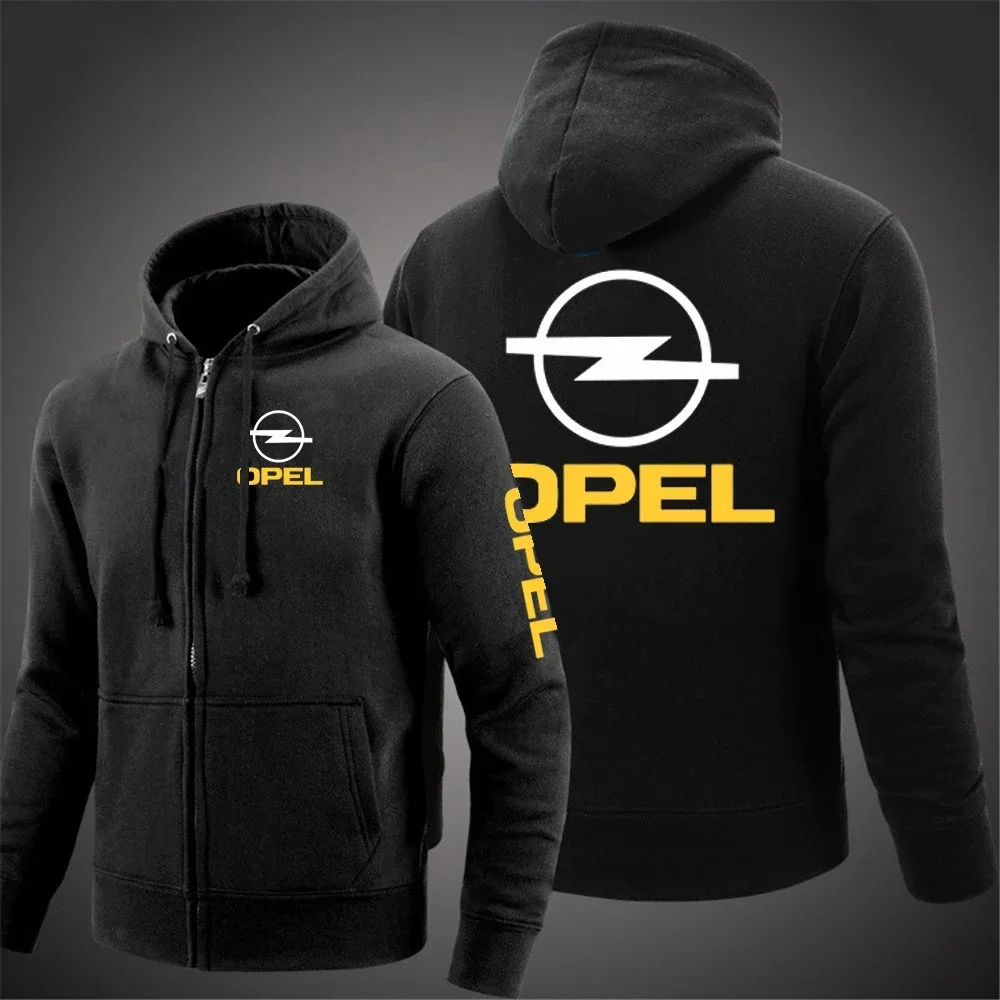 Opel – veste à manches longues de couleur unie pour hommes, avec capuche et fermeture éclair imprimé