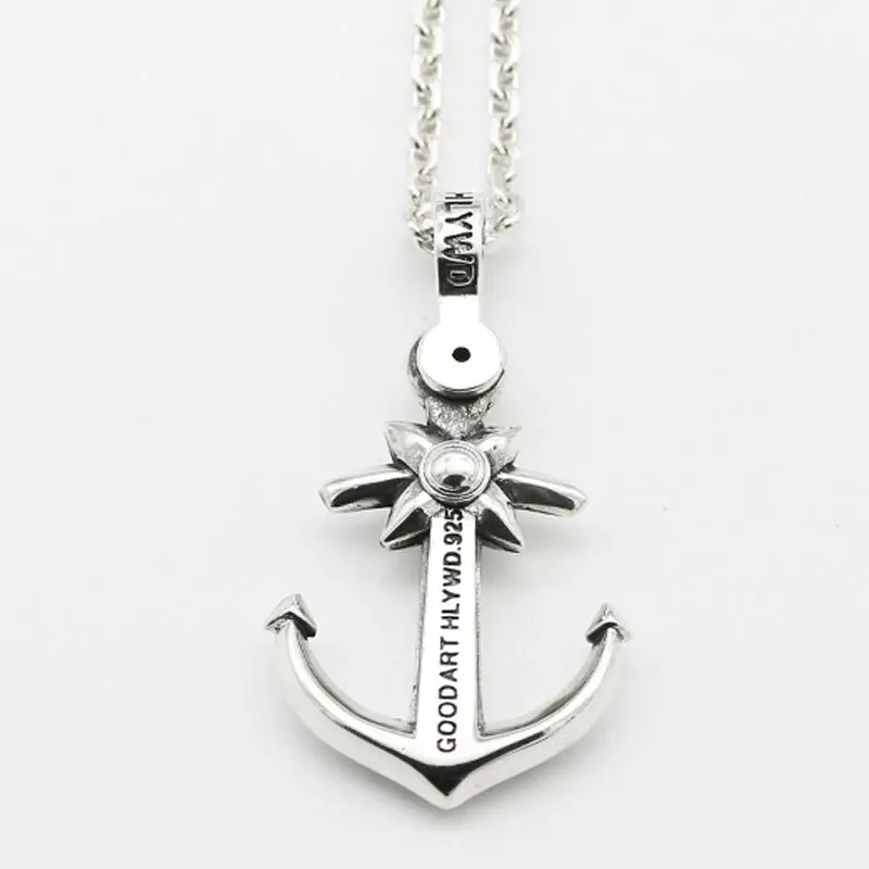 

925 sterling silver personalized handmade creative Korean version simple and versatile boat anchor pendant for men with collarbo