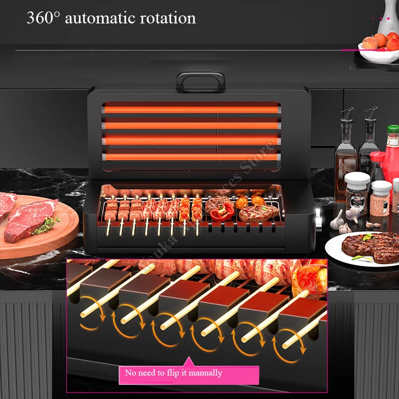 

Бездымный гриль для барбекю, автоматическая вращающаяся многофункциональная электрическая машина для барбекю для говядины и баранины
