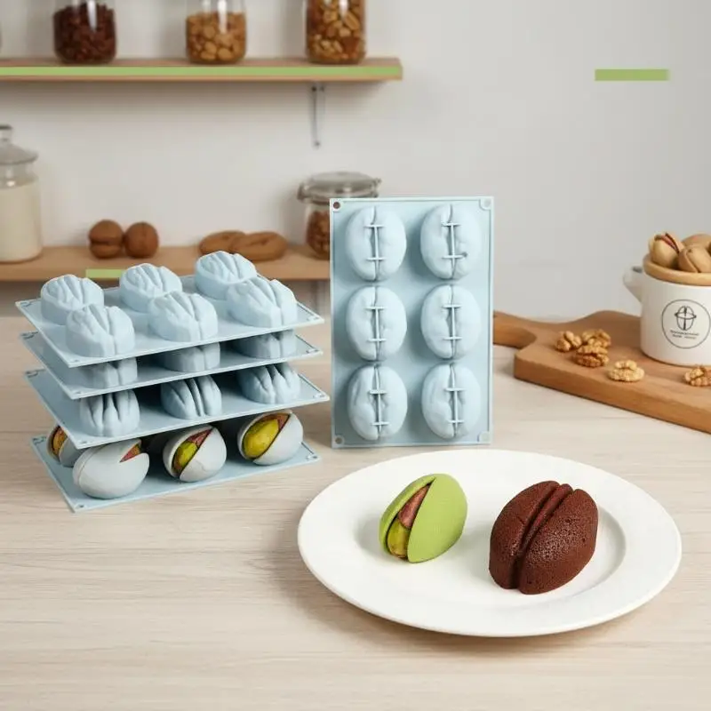 Herramienta de decoración de pasteles, molde de silicona para pudín de almendras/pistachos/nueces/granos de café, molde para helado de chocolate DIY