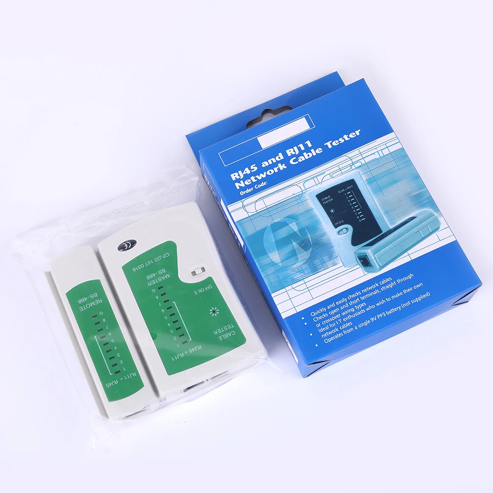 كاشف سلك شبكات خط إيثرنت جهاز اختبار كابل الشبكة المحمول جهاز اختبار كابل الشبكة RJ45 RJ11 LAN UTP