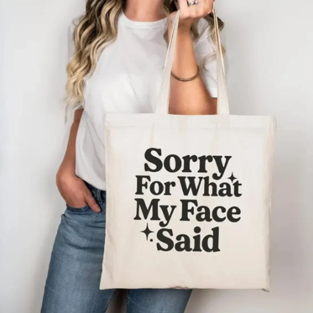

Custom Funny Text Tote Bag Customizable Pattern Text Printed Large Capacity Durable Shopping Bag Reusable Bag Coworker