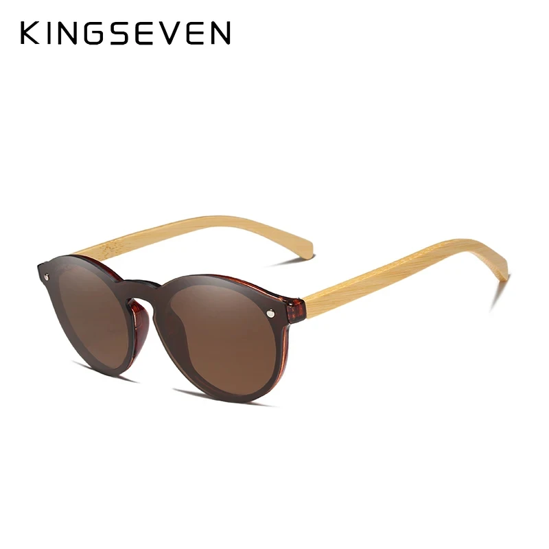 KINGSEVEN occhiali da sole in bambù naturale occhiali di protezione UV400 occhiali da sole in legno occhiali da sole di Design di marca con custodia