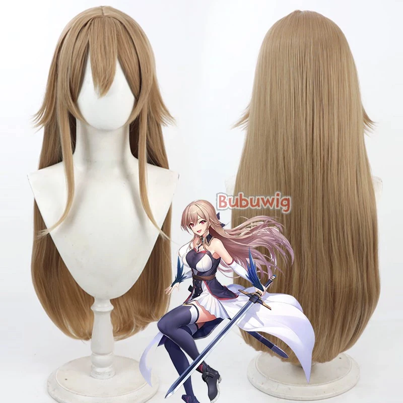 Bubuultraviolet Yuina Shirakawa Cosplay Perruques de cheveux synthétiques, Heaven Burns Red Yuina Shirakawa 80cm Long Straight Brown Wig, Heat Degree