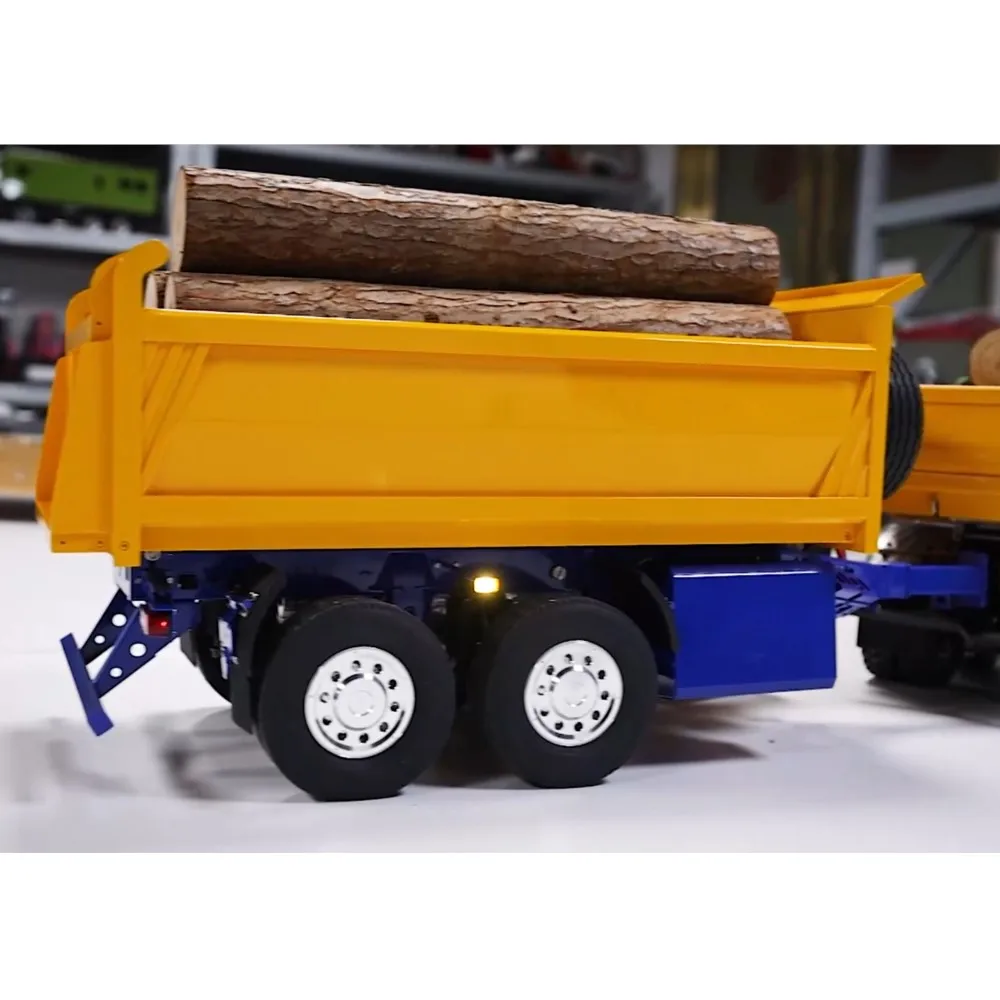 

1/14 2 Axles RC Hydraulic Trailers LESU Metal Electric Self-dumping Full Trailer W/ Light Remote Controller Receiver Toy Model