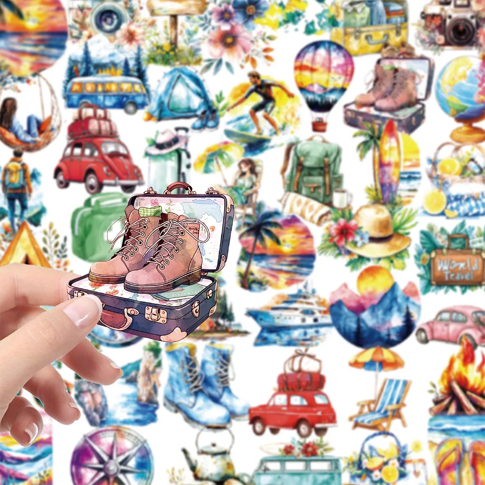 10/30/56 قطعة شفافة السفر في الهواء الطلق الكتابة على الجدران ملصقات الجمالية الكرتون الشارات الديكور المحمول سجل القصاصات الهاتف ملصق هدية